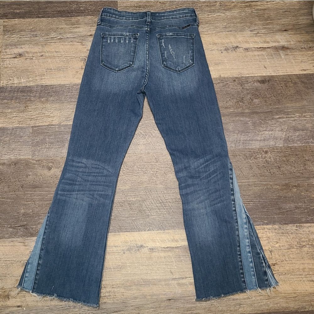 Kancan Two Tone Mid Rise Flare Leg Jeans - Picture 10 of 14